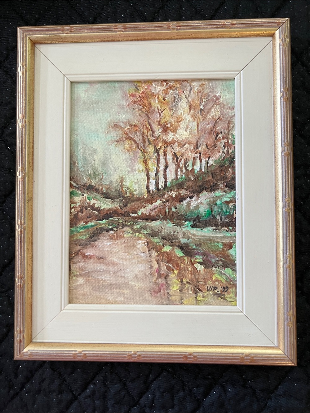 Vintage 1999 Italian Impressionist Oil Landscape Painting Framed Signed VP